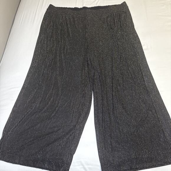 Torrid Pull On Wide Leg Stretch Lurex High Rise Pants Size 5X Glitter Stripe NEW - Picture 1 of 12